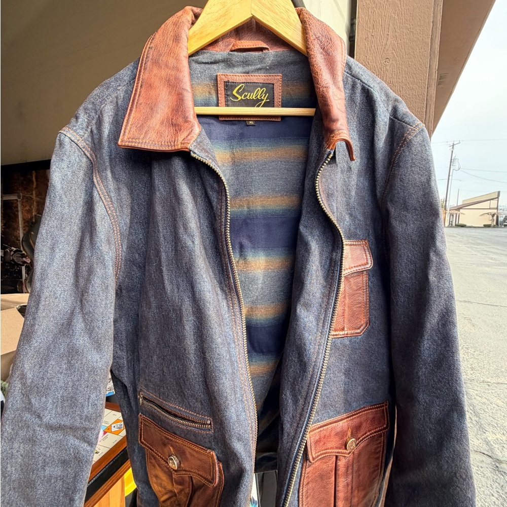 Scully Men's Blue and Tan Jacket